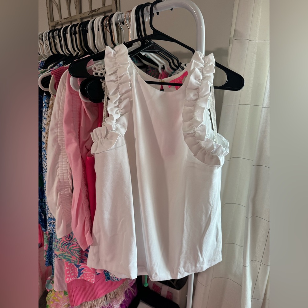 Lilly Pulitzer White Ruffle Blouse